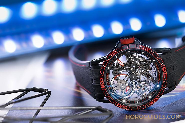 ROGER DUBUIS - 镂空透视ROGER DUBUIS冠军的时空力量Excalibur Spider Pirelli镂空自动上链腕表