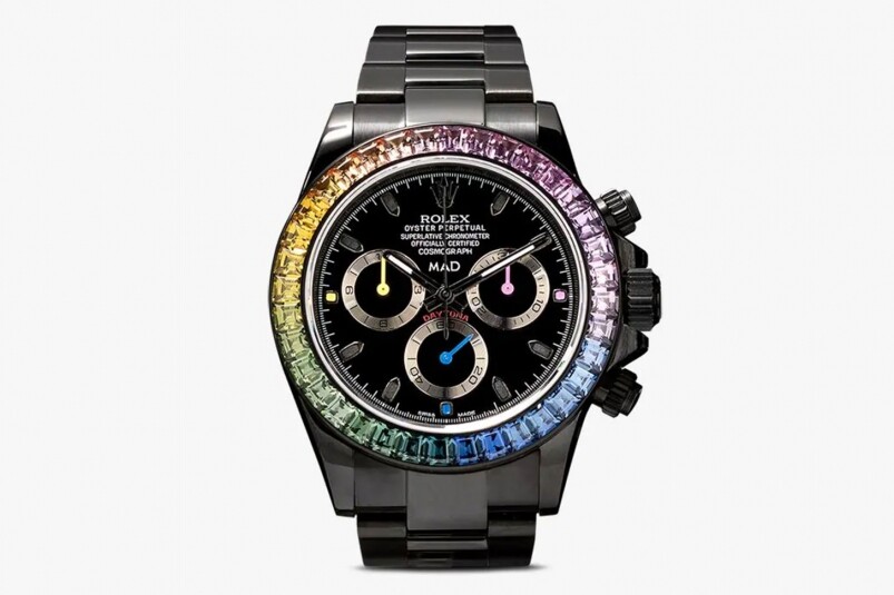 真正的Rainbow Rolex Daytona價值高達200萬左右，想入手不是易事，而今次MAD Paris決定改裝