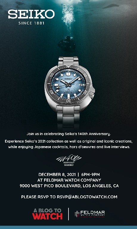 邀请：Seiko & aBlogtoWatch @Feldmar Watches 在洛杉矶，2021 年 12 月 8 日