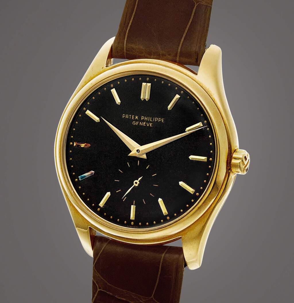 百达翡丽参考 2526 |  保存完好的黄金腕表，黑色珐琅表盘，约 1953 年