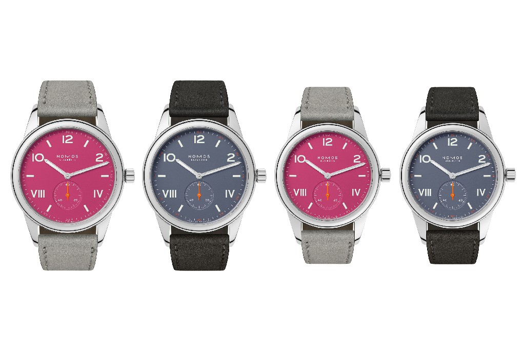 2022 年新款 NOMOS Club Campus 手表的所有四种颜色和尺寸。