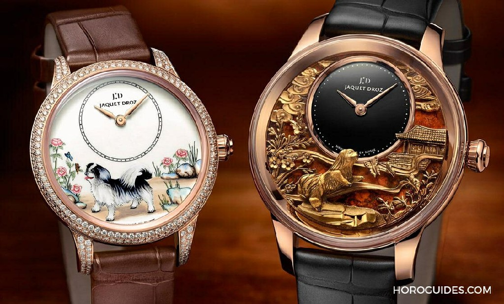 JAQUET DROZ狗年限量表，珐琅金雕细腻双工艺