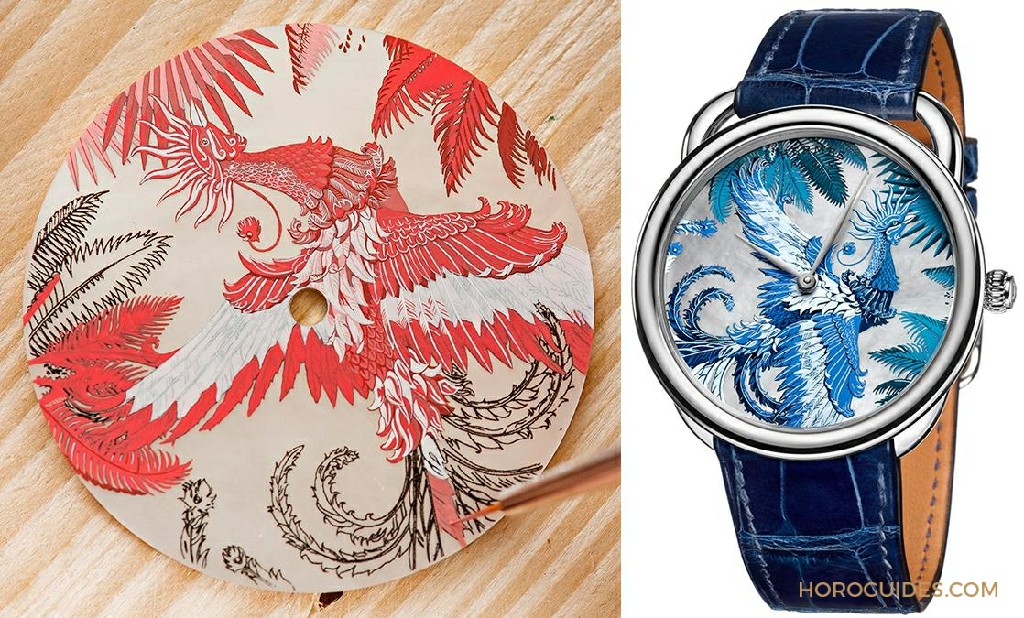 以丝巾为灵感，HERMÈS将表盘化作画布-ARCEAU Mythiques Phoenix Coloriages