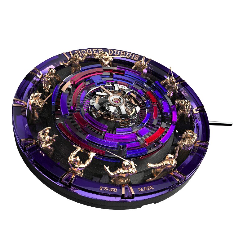 罗杰杜彼圆桌骑士单陀飞轮内部机芯渲染图。