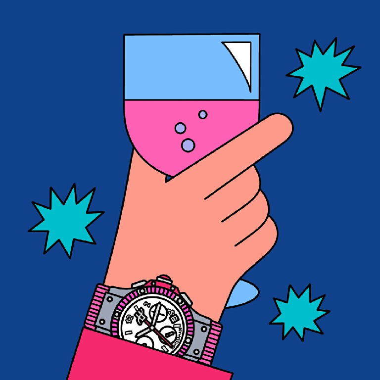 佩戴 Hublot Tutti Frutti 腕表的手腕插图