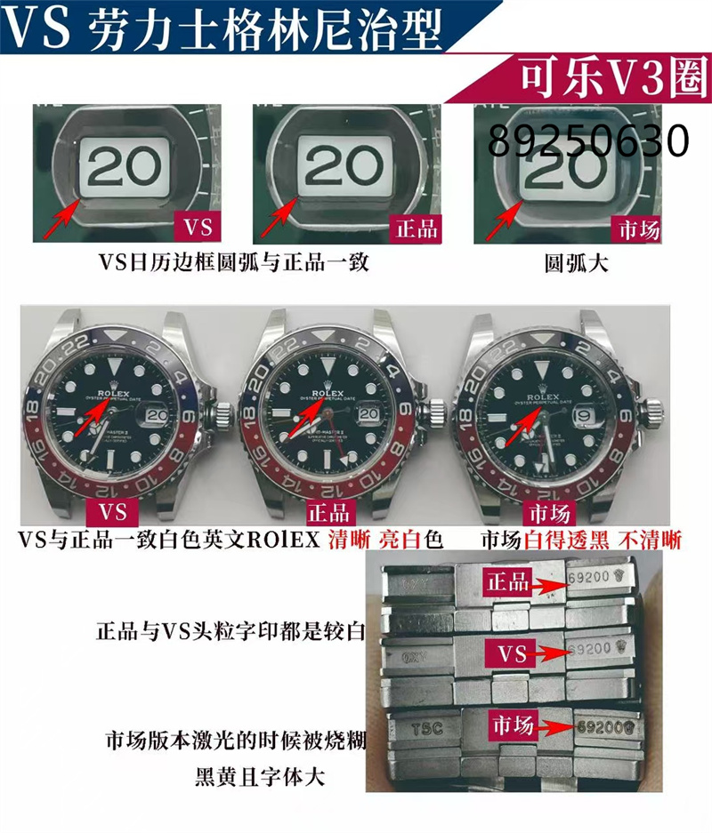 VS厂劳力士可乐圈V3版细节评测